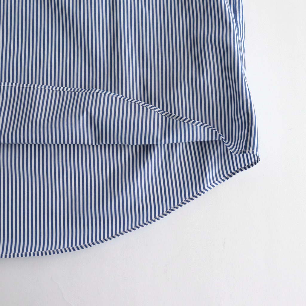 BROAD STRIPE S/S OVERSIZED BAND COLLAR SHIRT #BLUE STRIPE [GM231-50219B]