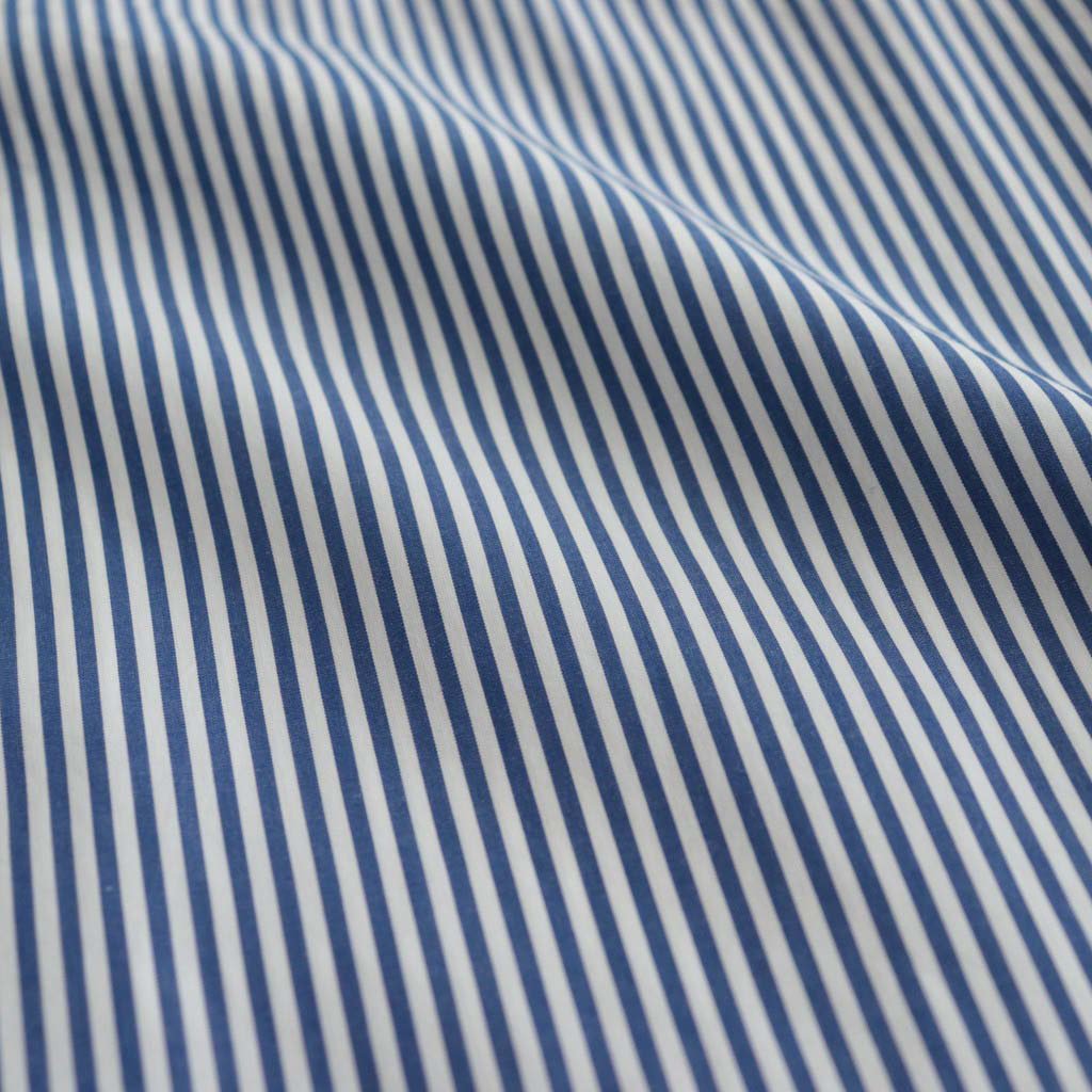BROAD STRIPE S/S OVERSIZED BAND COLLAR SHIRT #BLUE STRIPE [GM231-50219B]