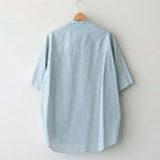 BROAD STRIPE S/S OVERSIZED BAND COLLAR SHIRT #GREEN STRIPE [GM231-50219B]