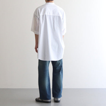 BROAD S/S OVERSIZED BAND COLLAR SHIRT #WHITE [GM231-50083B]