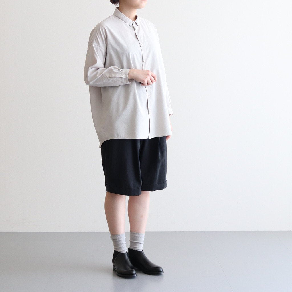 NMTPSPT | 強撚ポリエステル・ストレッチポプリン 1タックハーフパンツ #BLACK [GE_NC0605P5]