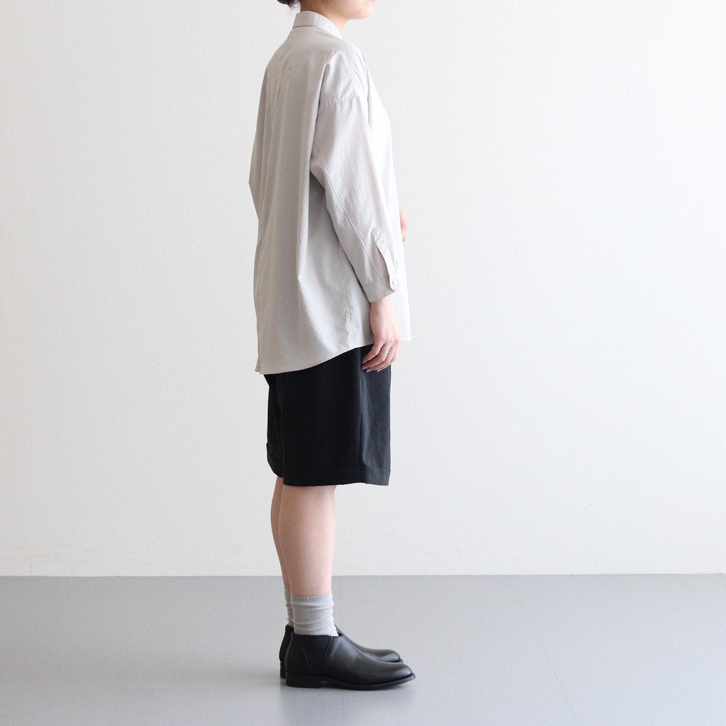 NMTPSPT | 強撚ポリエステル・ストレッチポプリン 1タックハーフパンツ #BLACK [GE_NC0605P5]