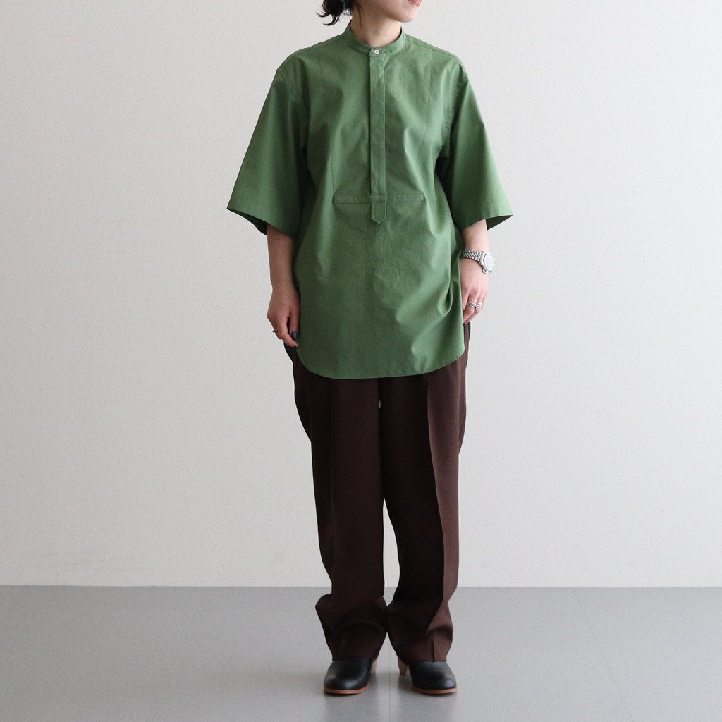 WASHED FINX TWILL HALF SLEEVED P/O SHIRT #GREEN [A23SS05TN] _