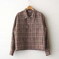 LINEN SILK CHECK ZIP BLOUSON #BROWN CHECK [A23SB01NC]