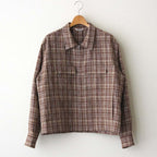 LINEN SILK CHECK ZIP BLOUSON #BROWN CHECK [A23SB01NC]