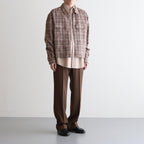 LINEN SILK CHECK ZIP BLOUSON #BROWN CHECK [A23SB01NC]