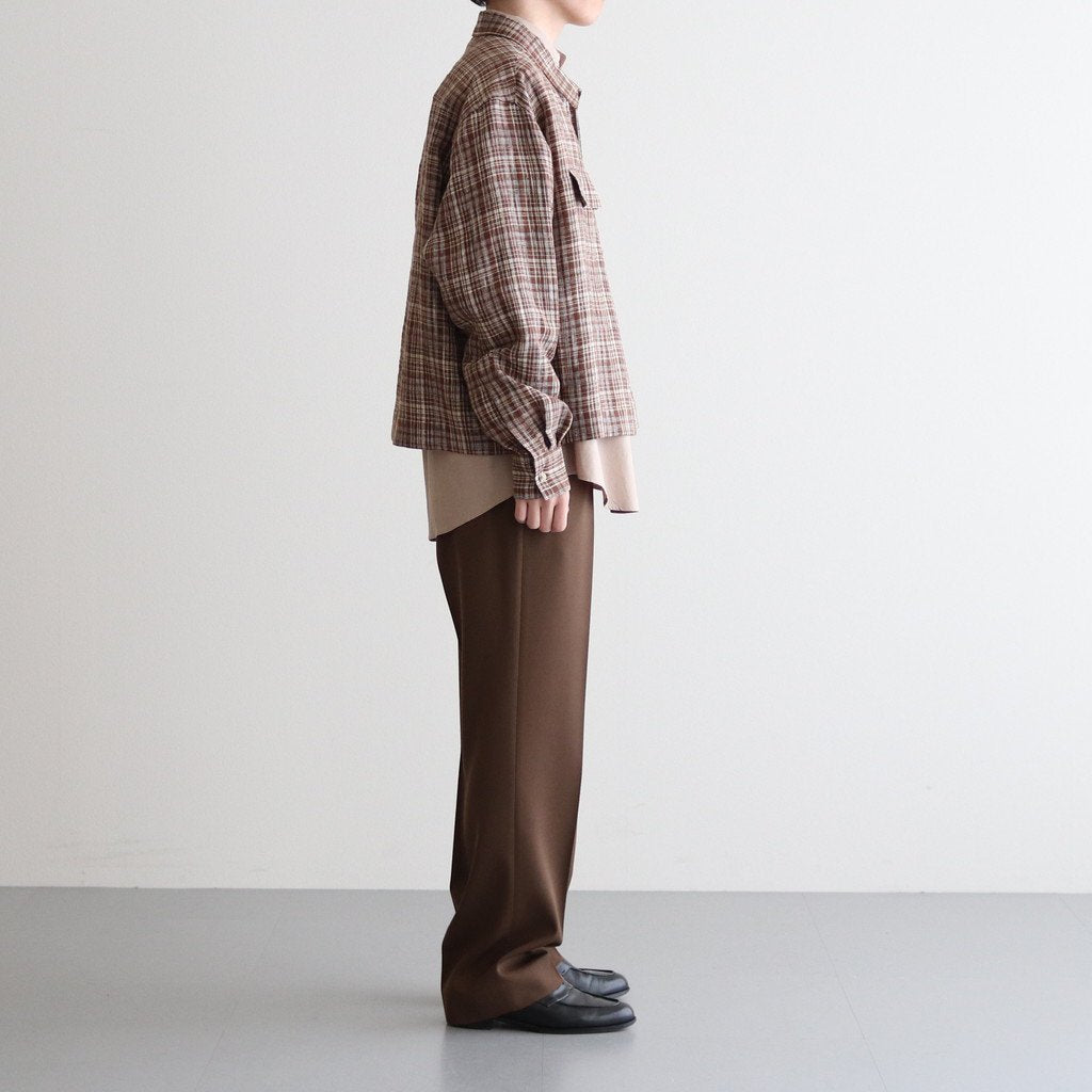 LINEN SILK CHECK ZIP BLOUSON #BROWN CHECK [A23SB01NC]