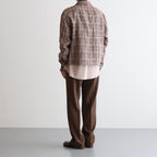 LINEN SILK CHECK ZIP BLOUSON #BROWN CHECK [A23SB01NC]
