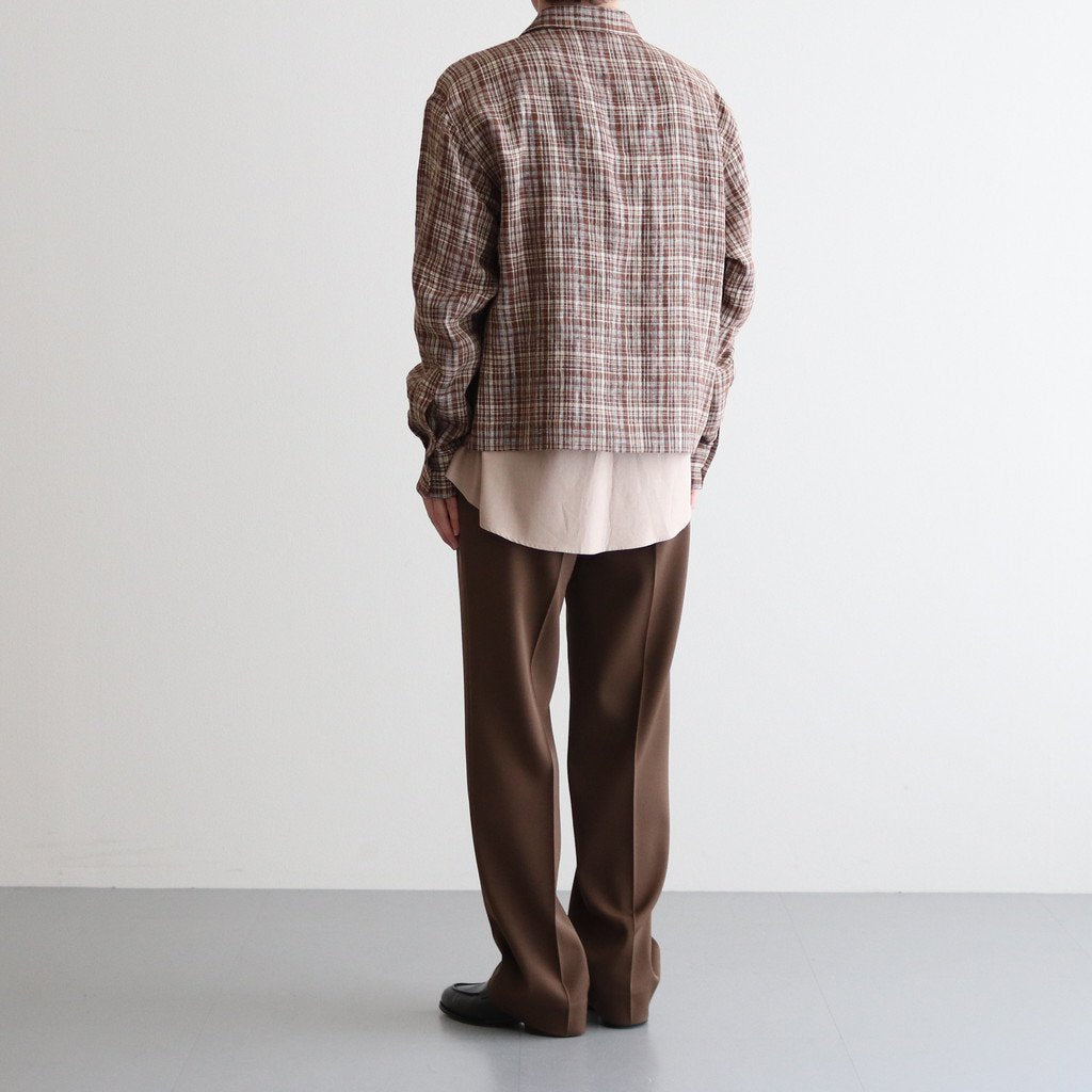 LINEN SILK CHECK ZIP BLOUSON #BROWN CHECK [A23SB01NC]