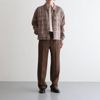 LINEN SILK CHECK ZIP BLOUSON #BROWN CHECK [A23SB01NC]