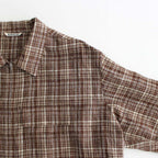 LINEN SILK CHECK ZIP BLOUSON #BROWN CHECK [A23SB01NC]
