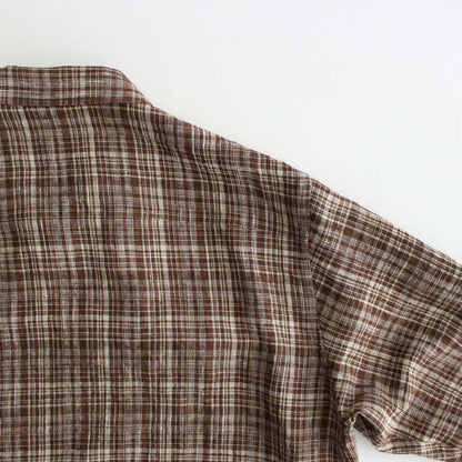 LINEN SILK CHECK ZIP BLOUSON #BROWN CHECK [A23SB01NC]