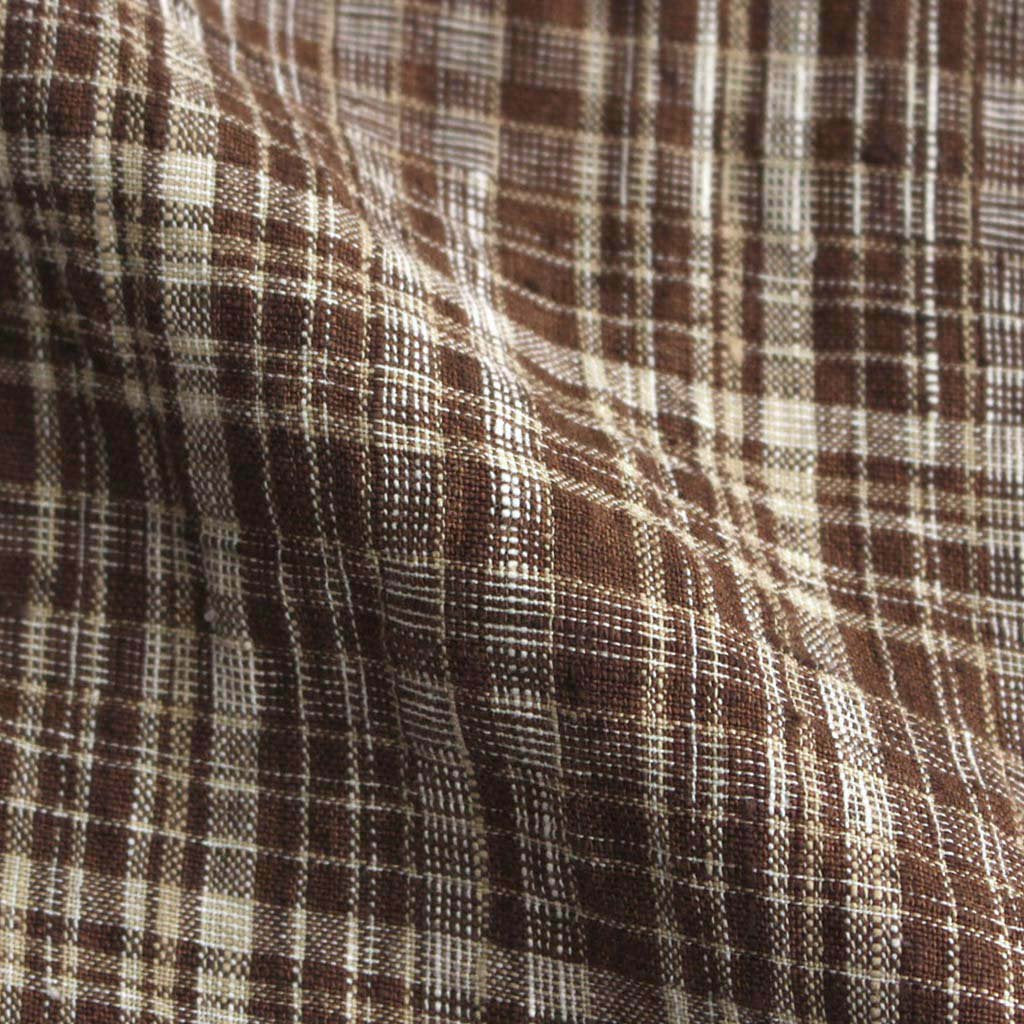 LINEN SILK CHECK ZIP BLOUSON #BROWN CHECK [A23SB01NC]