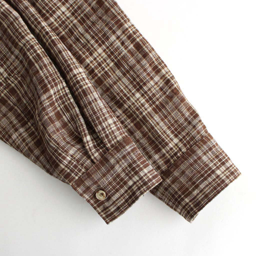 LINEN SILK CHECK ZIP BLOUSON #BROWN CHECK [A23SB01NC]