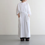 FINE COTTON MOCK NECK BIG SLEEVE DRESS #WHITE [GL231-70258B]