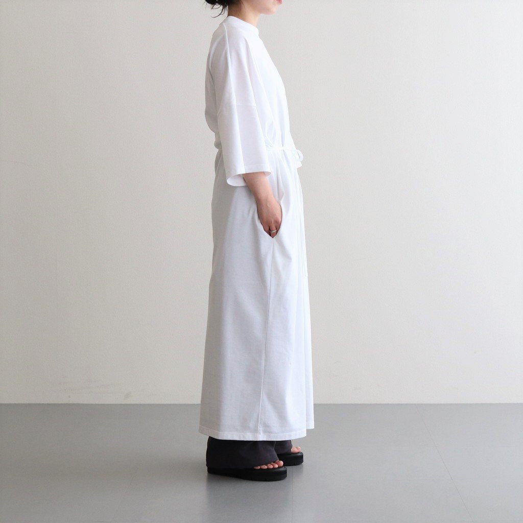 FINE COTTON MOCK NECK BIG SLEEVE DRESS #WHITE [GL231-70258B]