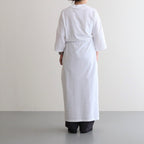 FINE COTTON MOCK NECK BIG SLEEVE DRESS #WHITE [GL231-70258B]