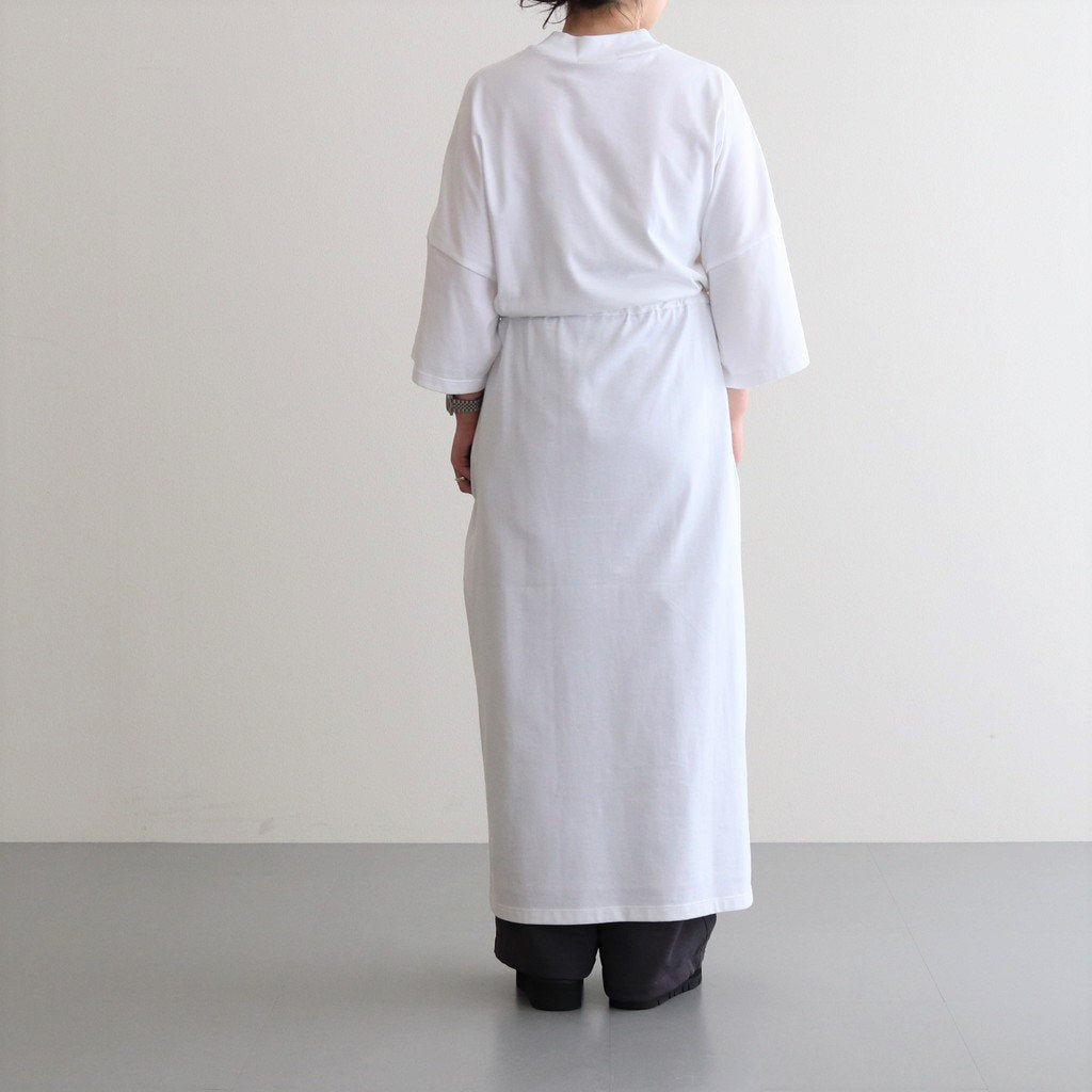 FINE COTTON MOCK NECK BIG SLEEVE DRESS #WHITE [GL231-70258B]