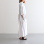 FINE COTTON MOCK NECK BIG SLEEVE DRESS #WHITE [GL231-70258B]
