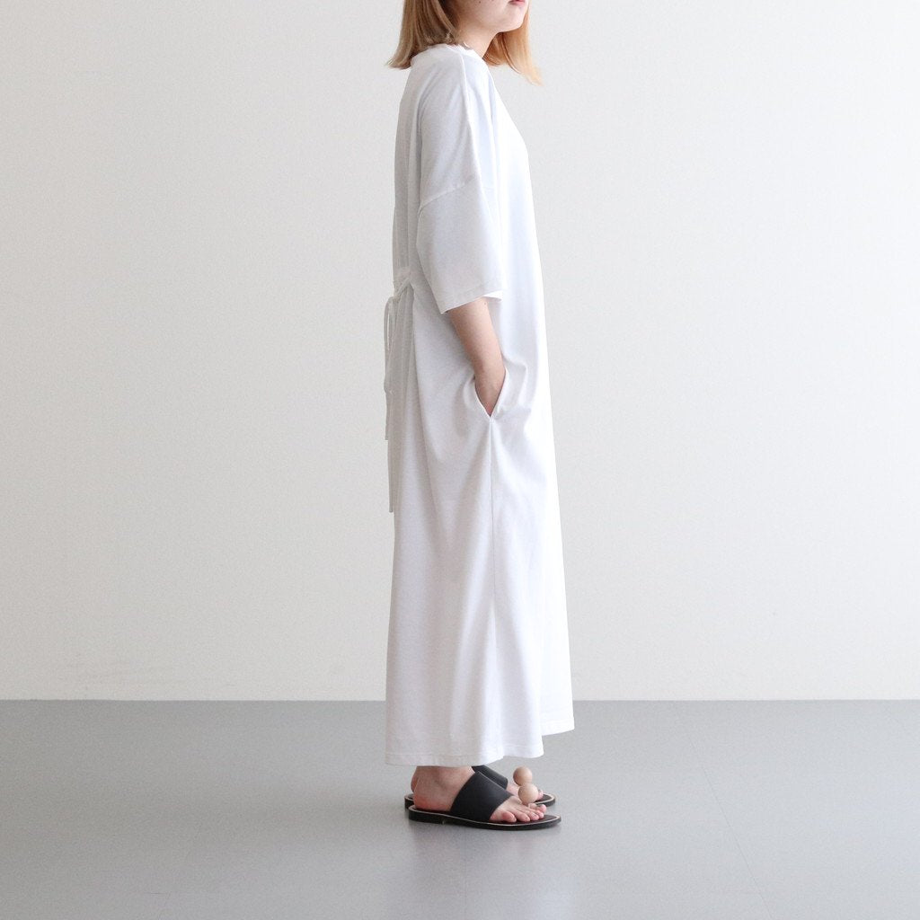 FINE COTTON MOCK NECK BIG SLEEVE DRESS #WHITE [GL231-70258B]