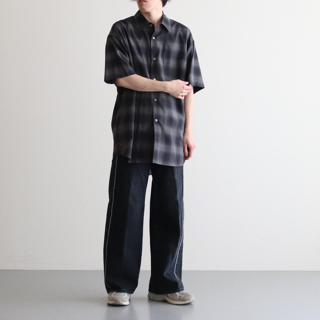 OVERSIZED SS SHIRT #NAVY CHECK [ST.548-3]