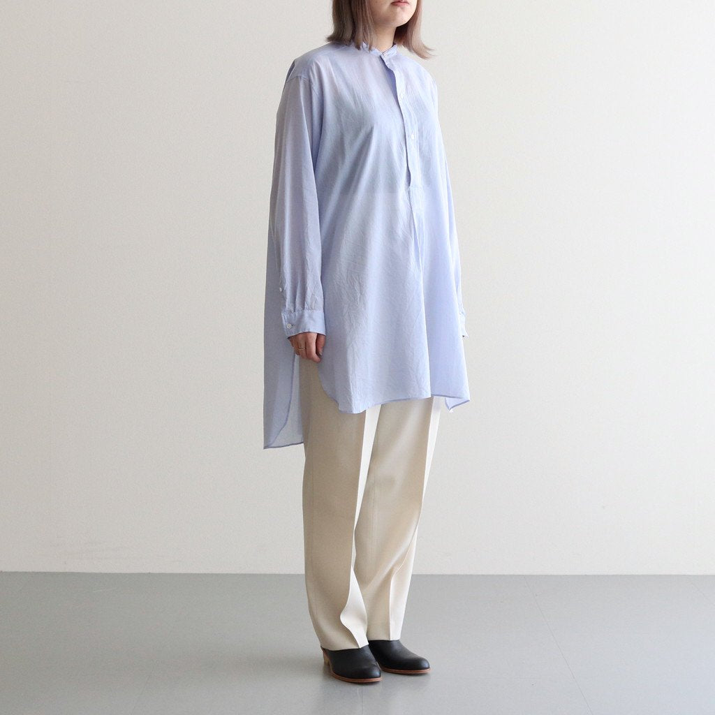 COTTON SILK LAWN OVERSIZED BAND COLLAR SHIRT #SAX [BLAGSM0308] _