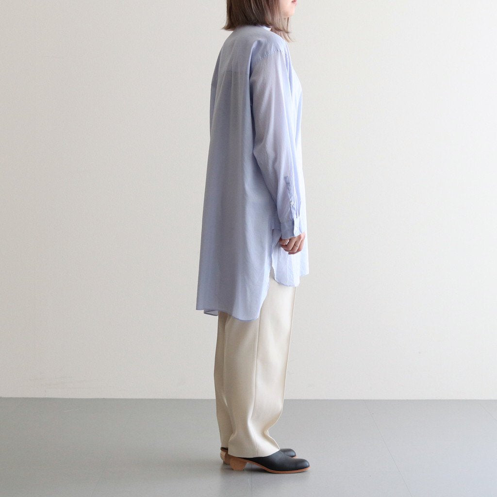 COTTON SILK LAWN OVERSIZED BAND COLLAR SHIRT #SAX [BLAGSM0308] _