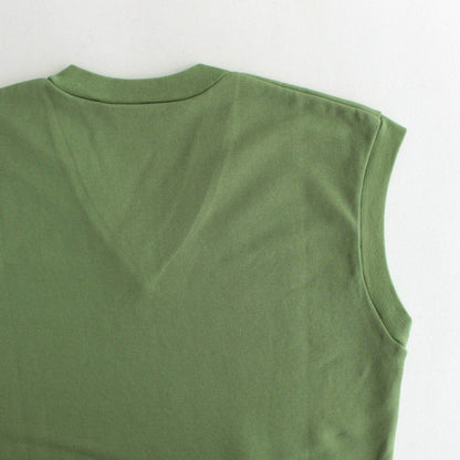 LIGHT FLOWY SWEAT V-NECK VEST #KHAKI GREEN [A23SV02LU]