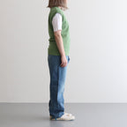 LIGHT FLOWY SWEAT V-NECK VEST #KHAKI GREEN [A23SV02LU]