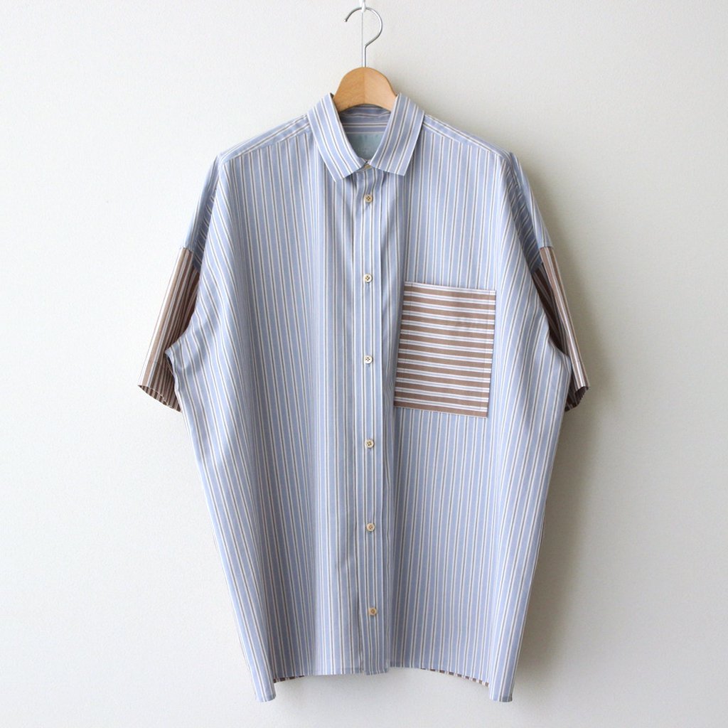 ショートスリーブBIGシャツ S #BLUE X BROWN / STRIPE [D123-T660-S]