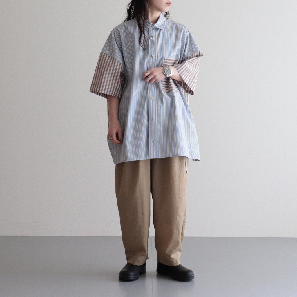 ショートスリーブBIGシャツ S #BLUE X BROWN / STRIPE [D123-T660-S]