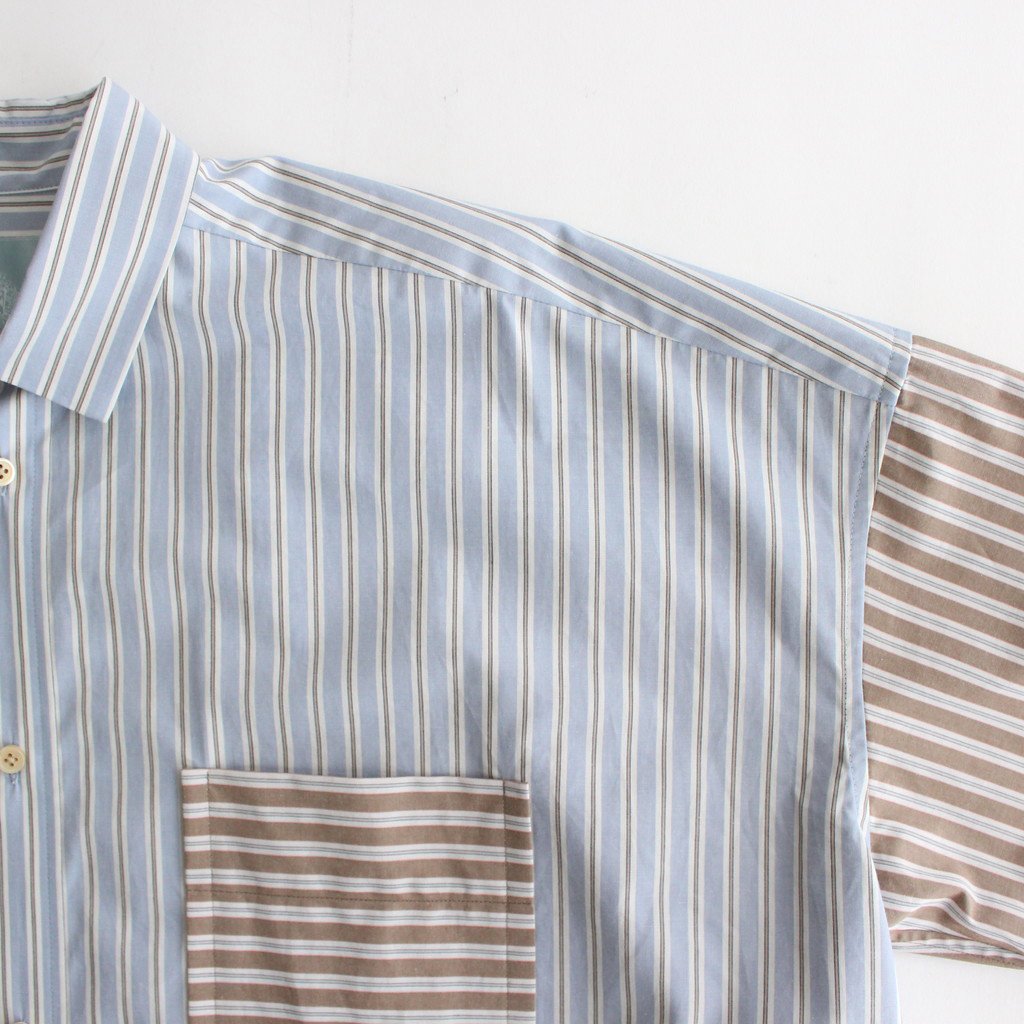 ショートスリーブBIGシャツ S #BLUE X BROWN / STRIPE [D123-T660-S]
