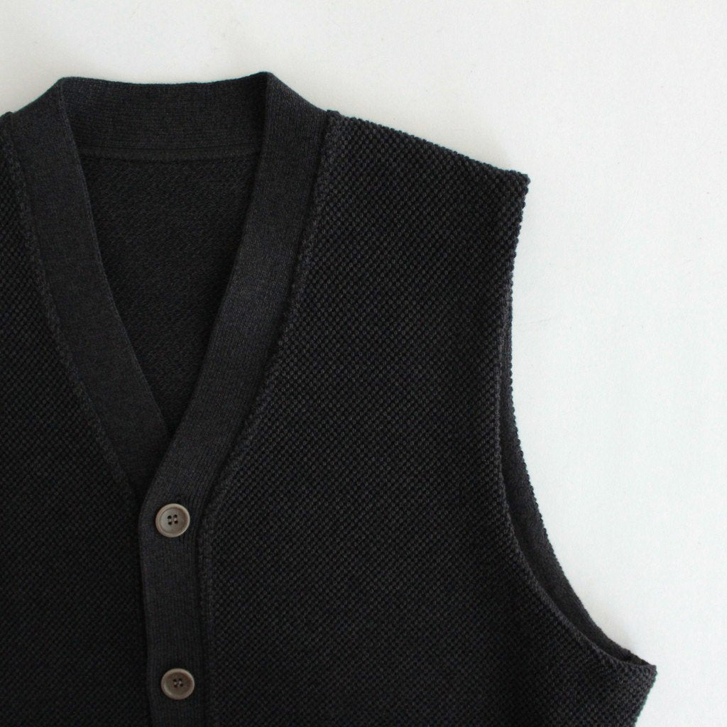 MOSS STITCH V/N VEST #BLACK [2301-003]