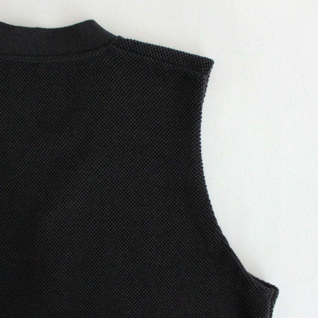 MOSS STITCH V/N VEST #BLACK [2301-003]