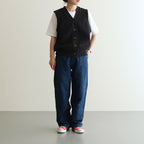 MOSS STITCH V/N VEST #BLACK [2301-003]