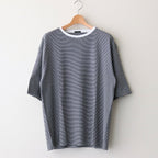 HALF SLEEVE BORDER T-SHIRT #BLACK [H2301-CS007]