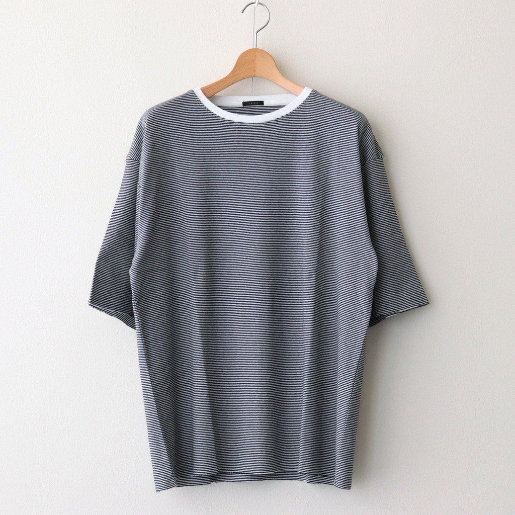 HALF SLEEVE BORDER T-SHIRT #BLACK [H2301-CS007]