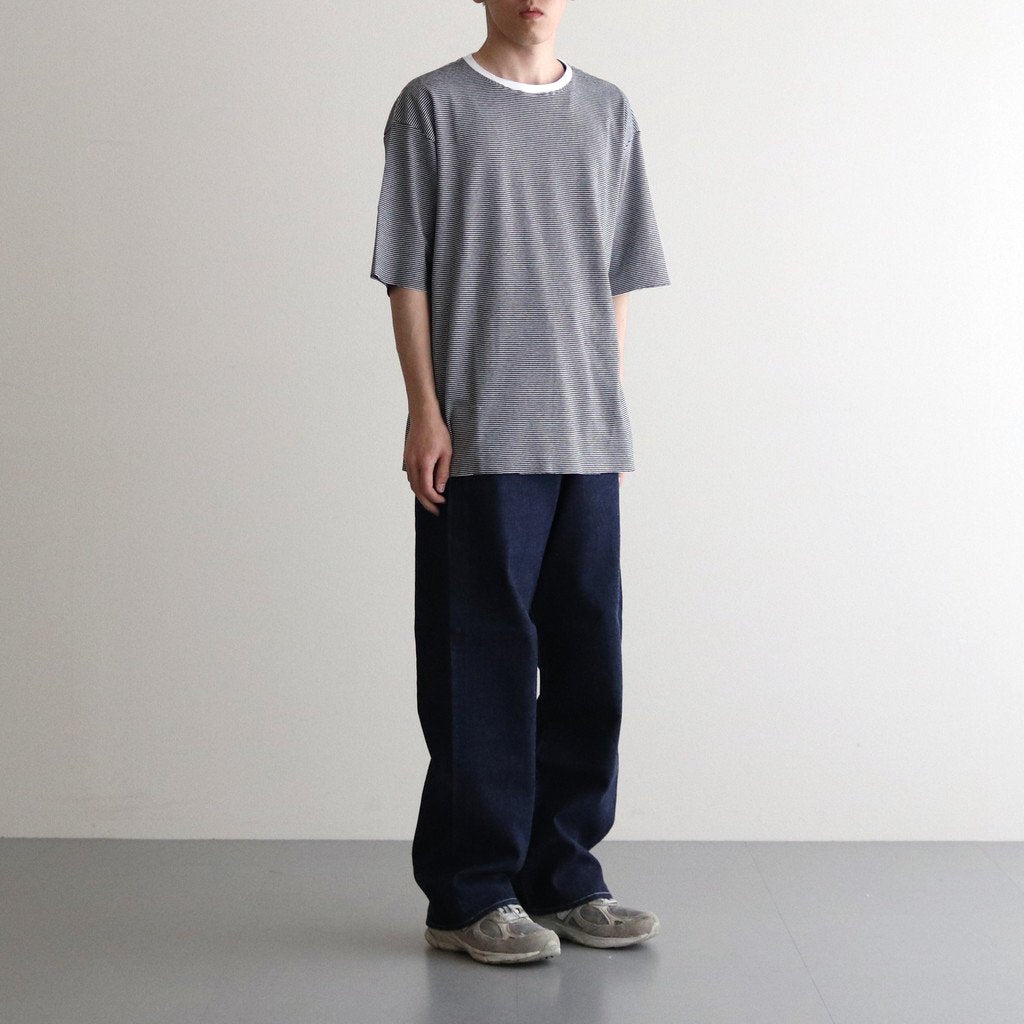 HALF SLEEVE BORDER T-SHIRT #BLACK [H2301-CS007]