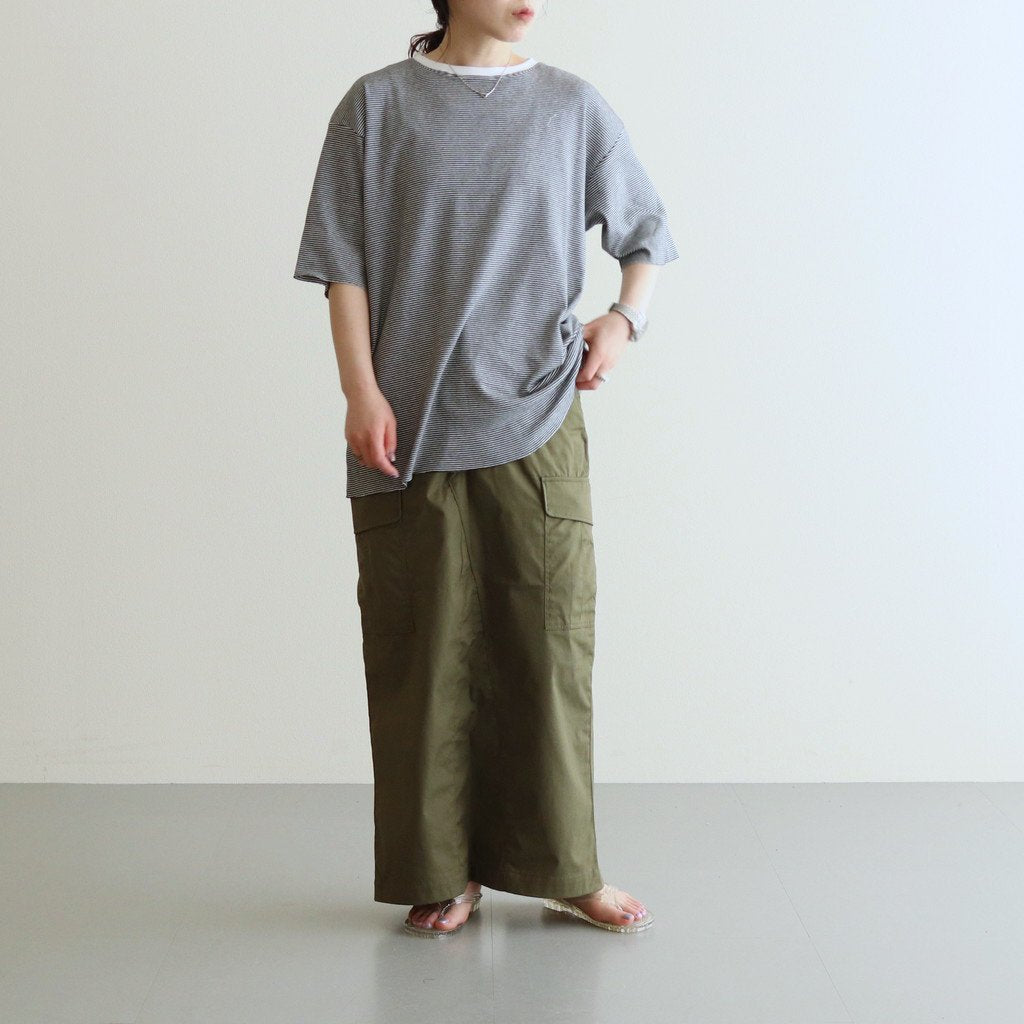 HALF SLEEVE BORDER T-SHIRT #BLACK [H2301-CS007]