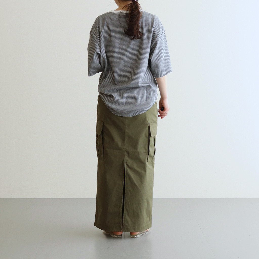 HALF SLEEVE BORDER T-SHIRT #BLACK [H2301-CS007]