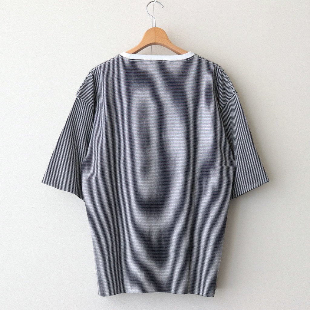 HALF SLEEVE BORDER T-SHIRT #BLACK [H2301-CS007]