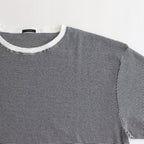 HALF SLEEVE BORDER T-SHIRT #BLACK [H2301-CS007]