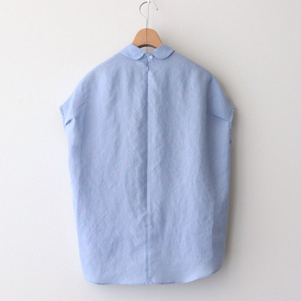 NRNPO｜スラブトリアセテート・ガーゼ  スモールカラースリーブレスプルオーバー #PALE BLUE [GE_NC1105PO]