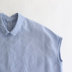 NRNPO｜スラブトリアセテート・ガーゼ  スモールカラースリーブレスプルオーバー #PALE BLUE [GE_NC1105PO]
