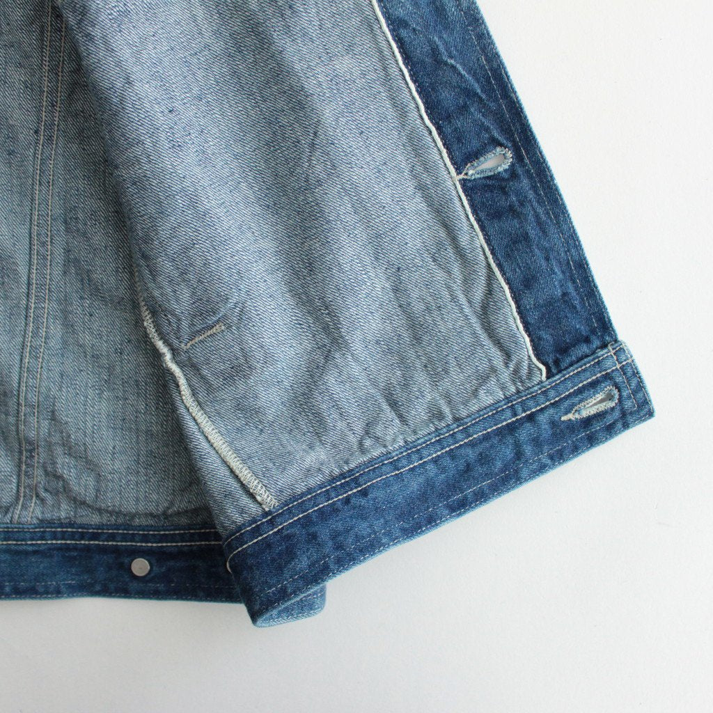 SELVEDGE FADED LIGHT DENIM BLOUSON #LIGHTNING EFFECT INDIGO [A23SB01DE]