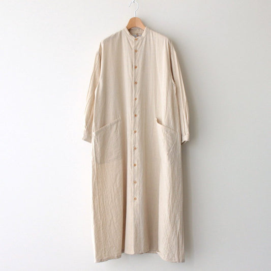 BAND COLLAR SHIRT DRESS #NATURAL ST [93507]