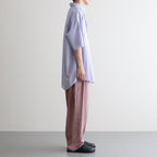 BROAD S/S OVERSIZED REGULAR COLLAR SHIRT #VIOLET STRIPE [GM232-50003STB]