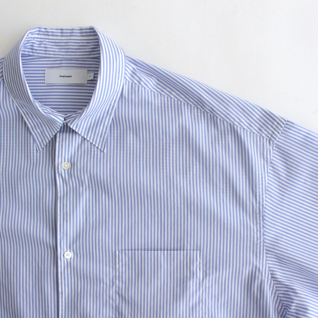 BROAD S/S OVERSIZED REGULAR COLLAR SHIRT #VIOLET STRIPE [GM232