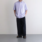 BROAD S/S OVERSIZED REGULAR COLLAR SHIRT #VIOLET STRIPE [GM232-50003STB]