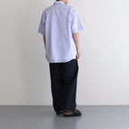 BROAD S/S OVERSIZED REGULAR COLLAR SHIRT #VIOLET STRIPE [GM232-50003STB]